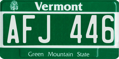 VT license plate AFJ446