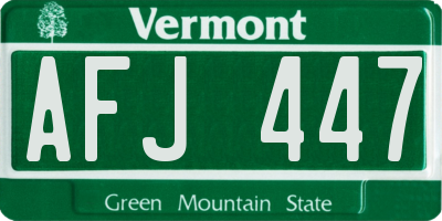 VT license plate AFJ447