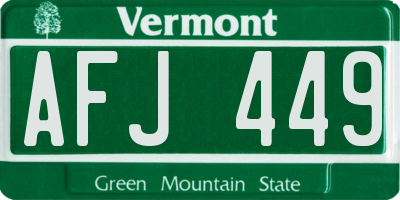 VT license plate AFJ449