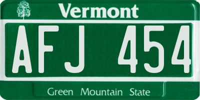 VT license plate AFJ454