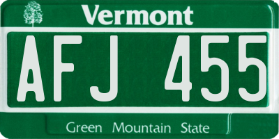 VT license plate AFJ455