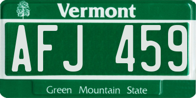 VT license plate AFJ459