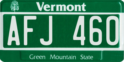VT license plate AFJ460