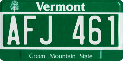 VT license plate AFJ461