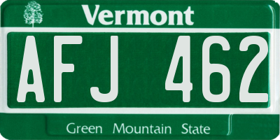VT license plate AFJ462