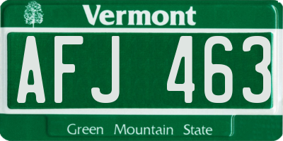 VT license plate AFJ463