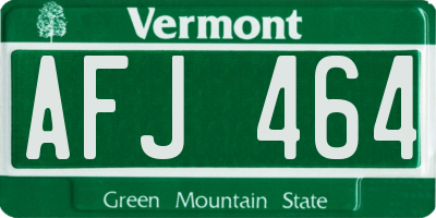 VT license plate AFJ464