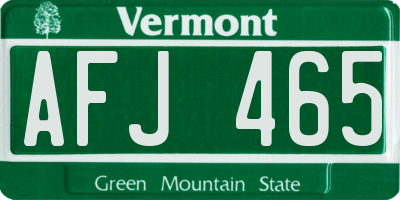 VT license plate AFJ465