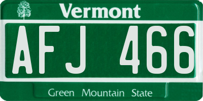 VT license plate AFJ466