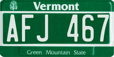 VT license plate AFJ467