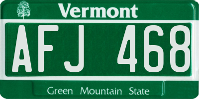VT license plate AFJ468