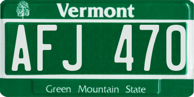 VT license plate AFJ470