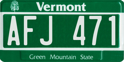 VT license plate AFJ471