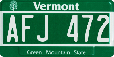 VT license plate AFJ472