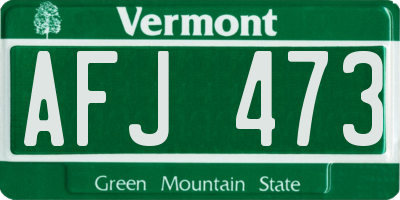 VT license plate AFJ473