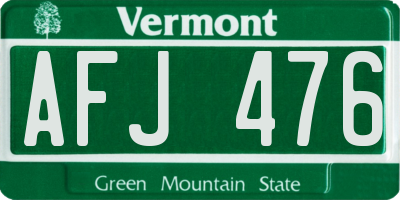 VT license plate AFJ476