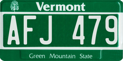 VT license plate AFJ479