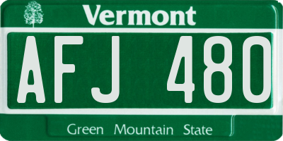 VT license plate AFJ480