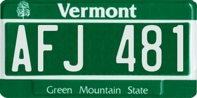 VT license plate AFJ481