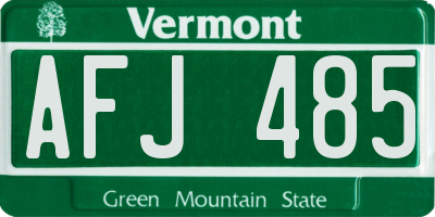 VT license plate AFJ485