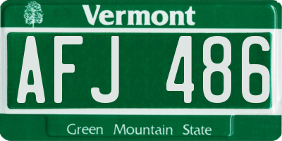 VT license plate AFJ486