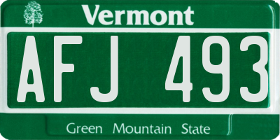 VT license plate AFJ493