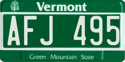VT license plate AFJ495