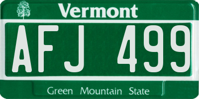 VT license plate AFJ499