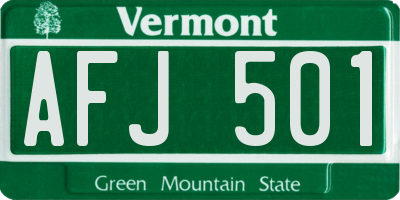 VT license plate AFJ501