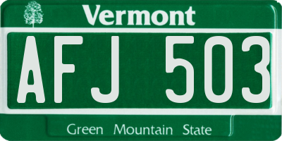 VT license plate AFJ503