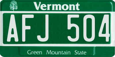 VT license plate AFJ504