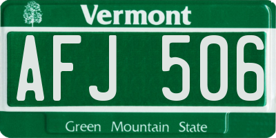 VT license plate AFJ506