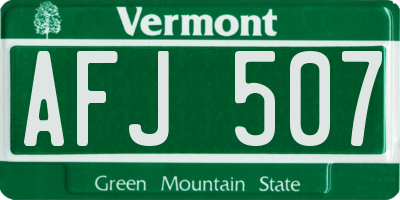 VT license plate AFJ507