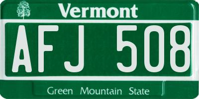 VT license plate AFJ508