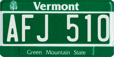 VT license plate AFJ510