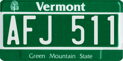 VT license plate AFJ511