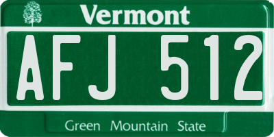 VT license plate AFJ512