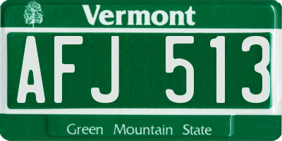 VT license plate AFJ513