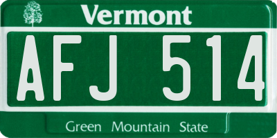 VT license plate AFJ514