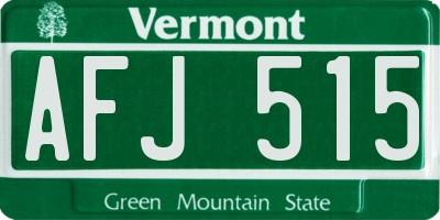 VT license plate AFJ515