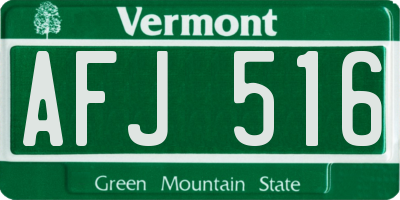 VT license plate AFJ516