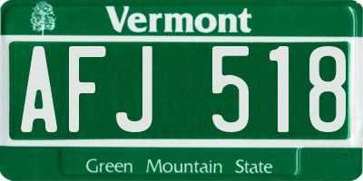 VT license plate AFJ518