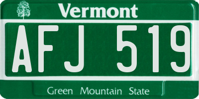 VT license plate AFJ519