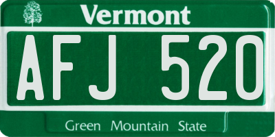 VT license plate AFJ520