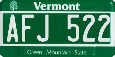 VT license plate AFJ522