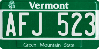 VT license plate AFJ523