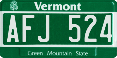 VT license plate AFJ524
