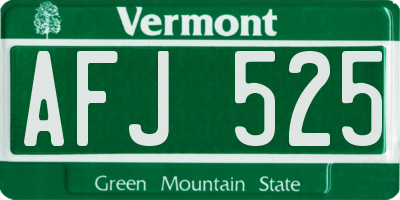 VT license plate AFJ525