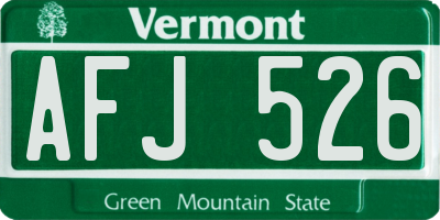 VT license plate AFJ526
