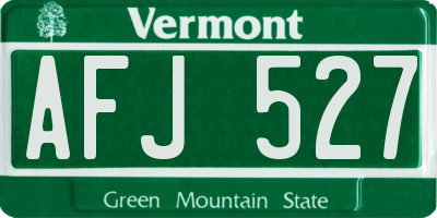 VT license plate AFJ527